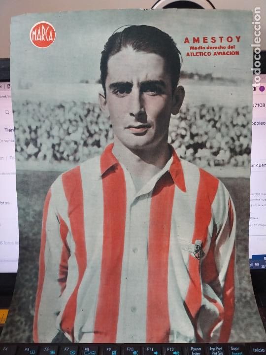 Sammelleidenschaft Sport: AMESTOY ATLETICO AVIACION MARCA A&Ntilde;OS 40 LAMINA FUTBOL POSTER ORIGINAL 34 X 23.7CM APRX