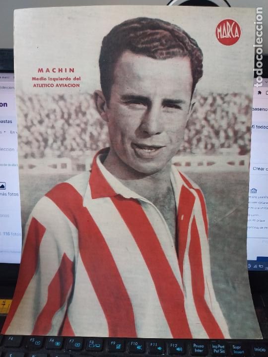 Sammelleidenschaft Sport: MACHIN * ATLETICO AVIACION MARCA A&Ntilde;OS 40 LAMINA FUTBOL POSTER ORIGINAL 34 X 23.7CM APRX