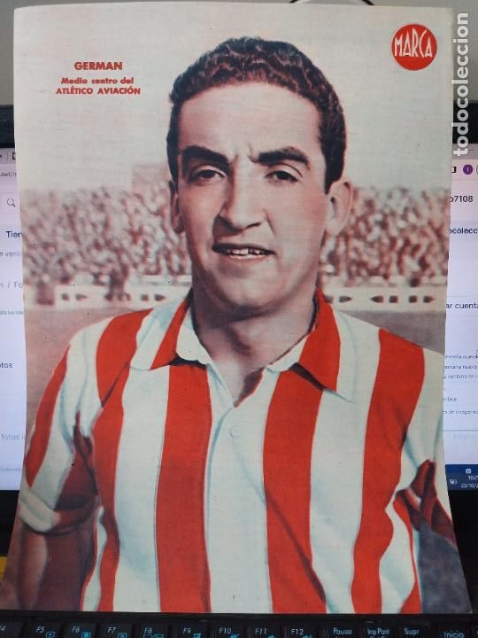 Sammelleidenschaft Sport: GERMAN ATLETICO AVIACION MARCA A&Ntilde;OS 40 LAMINA FUTBOL POSTER ORIGINAL 34 X 23.7CM APRX