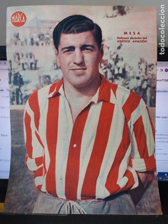Sammelleidenschaft Sport: MESA * ATLETICO AVIACION MARCA A&Ntilde;OS 40 LAMINA FUTBOL POSTER ORIGINAL 34 X 23.7CM APRX