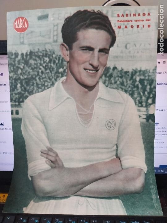 Sammelleidenschaft Sport: BARINAGA REAL MADRID MARCA A&Ntilde;OS 40 LAMINA FUTBOL POSTER ORIGINAL 34 X 23.7CM APRX
