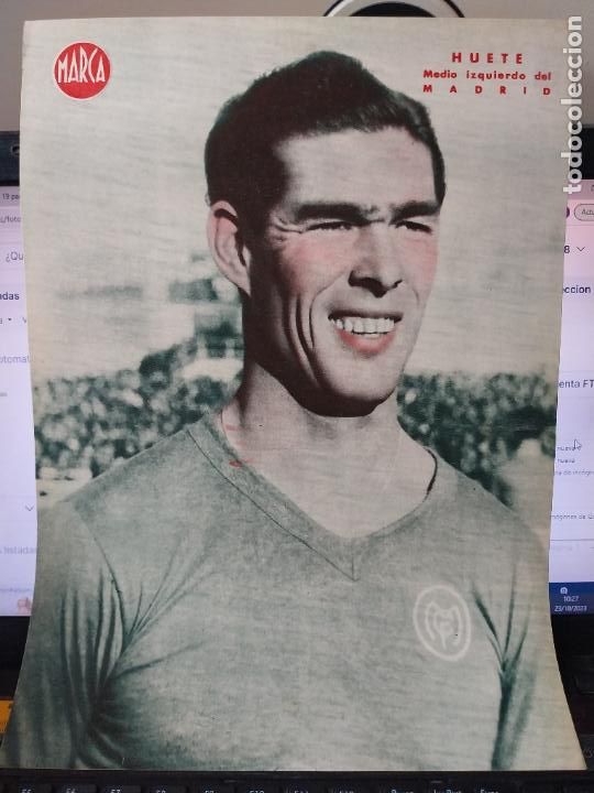 Sammelleidenschaft Sport: HUETE REAL MADRID MARCA A&Ntilde;OS 40 LAMINA FUTBOL POSTER ORIGINAL 34 X 23.7CM APRX