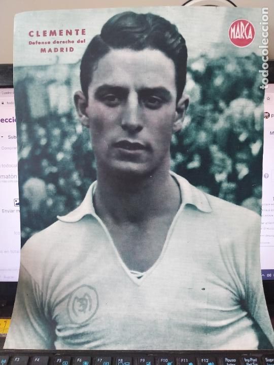 Sammelleidenschaft Sport: CLEMENTE REAL MADRID MARCA A&Ntilde;OS 40 LAMINA FUTBOL POSTER ORIGINAL 34 X 23.7CM APRX