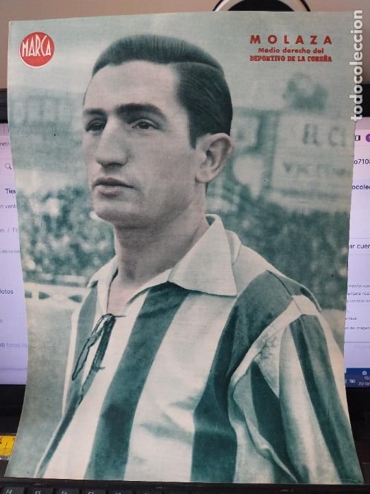 Sammelleidenschaft Sport: MOLAZA DEPORTIVO CORU&Ntilde;A MARCA A&Ntilde;OS 40 LAMINA FUTBOL POSTER ORIGINAL 34 X 23.7CM APRX