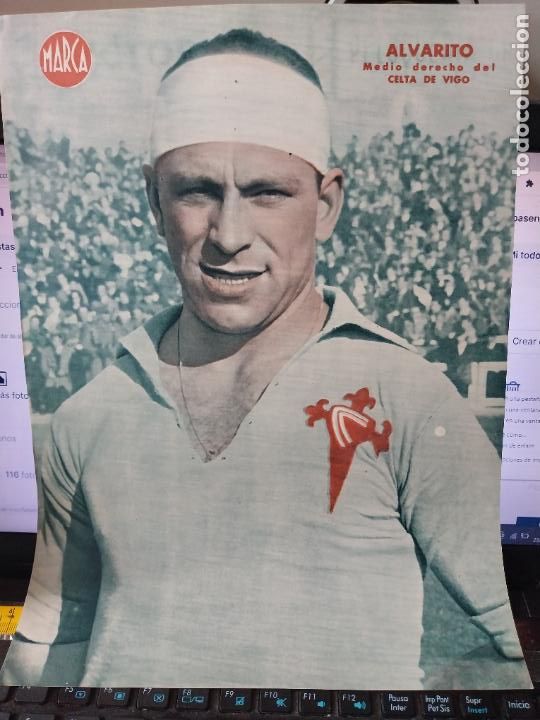 Sammelleidenschaft Sport: ALVARITO CELTA VIGO MARCA A&Ntilde;OS 40 LAMINA FUTBOL POSTER ORIGINAL 34 X 23.7CM APRX