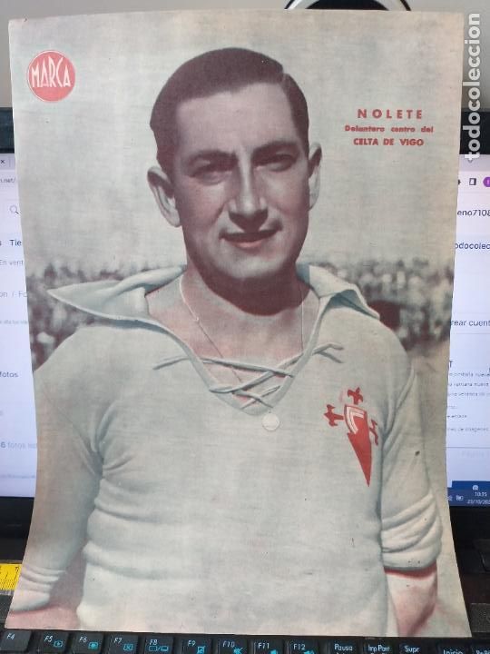 Sammelleidenschaft Sport: NOLETE CELTA VIGO MARCA A&Ntilde;OS 40 LAMINA FUTBOL POSTER ORIGINAL 34 X 23.7CM APRX