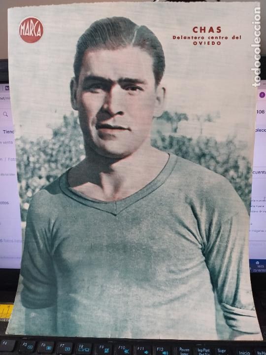 Sammelleidenschaft Sport: CHAS OVIEDO MARCA A&Ntilde;OS 40 LAMINA FUTBOL POSTER ORIGINAL 34 X 23.7CM APRX