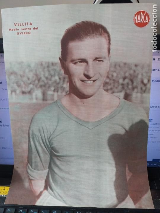 Sammelleidenschaft Sport: VILLITA OVIEDO MARCA A&Ntilde;OS 40 LAMINA FUTBOL POSTER ORIGINAL 34 X 23.7CM APRX