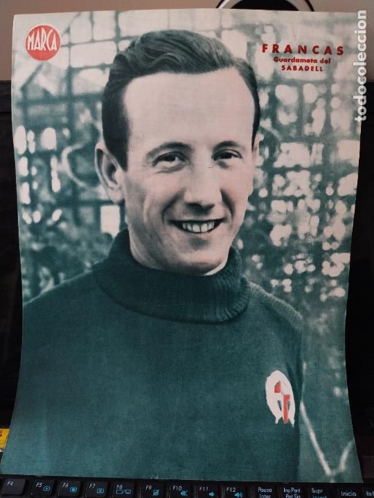 Sammelleidenschaft Sport: FRANCAS SABADELL MARCA A&Ntilde;OS 40 LAMINA FUTBOL POSTER ORIGINAL 34 X 23.7CM APRX