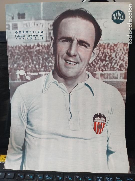 Sammelleidenschaft Sport: GOROSTIZA VALENCIA MARCA A&Ntilde;OS 40 LAMINA FUTBOL POSTER ORIGINAL 34 X 23.7CM APRX