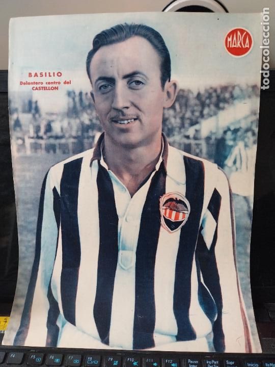 Sammelleidenschaft Sport: BASILIO * CASTELLON MARCA A&Ntilde;OS 40 LAMINA FUTBOL POSTER ORIGINAL 34 X 23.7CM APRX