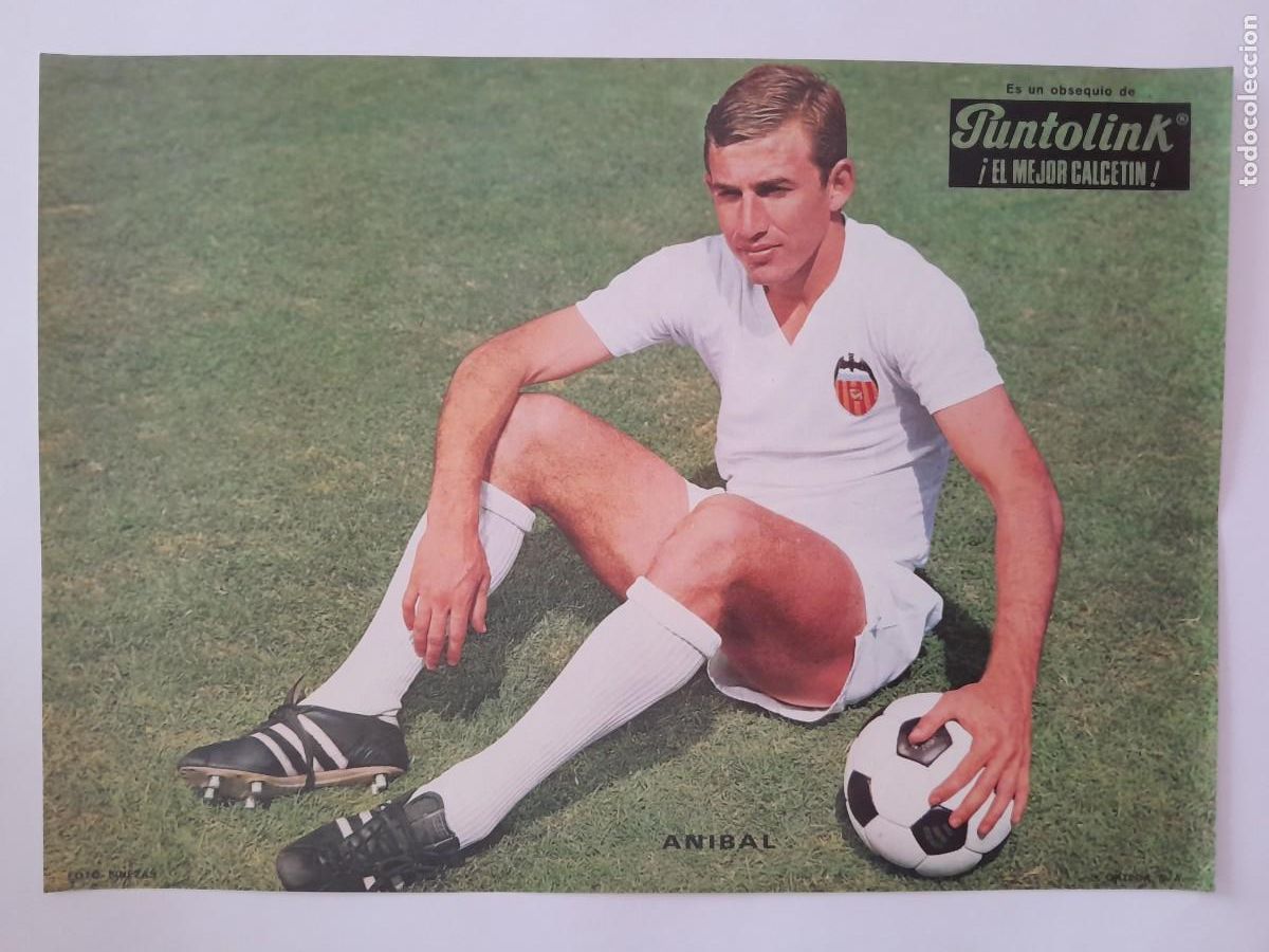 Sammelleidenschaft Sport: CARTEL VALENCIA CLUB FUTBOL ANIBAL PUBLICIDAD PUNTOLINK EL MEJOR CALCETIN FOTO FINEZAS RV