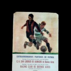 Coleccionismo deportivo: (F-231138)CARTEL 1949-1950 F.C.BARCELONA-C.A.SAN LORENZO DE ALMAGRO Y R.C ILUSTRADO POR SEGRELLES