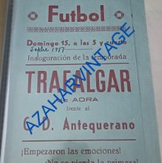 Coleccionismo deportivo: ANTEQUERA, 1957, CARTEL FUTBOL TRAFALGAR DE ADRA, ALMERIA - C.D.ANTEQUERANO, 16X11 CMS