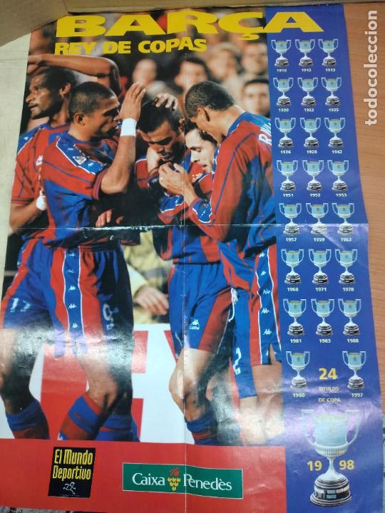 Coleccionismo deportivo: POSTER BAR&Ccedil;A REY DE COPAS. 60 X 40 CMS. EL MUNDO DEPORTIVO