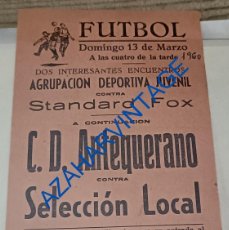 Coleccionismo deportivo: ANTEQUERA, 1960, CARTEL PARTIDO DE FUTBOL C.D.ANTEQUERANO - SELECCION LOCAL, 11X16 CMS