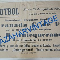 Coleccionismo deportivo: ANTEQUERA, 1960, CARTEL FUTBOL, GRANADA,C.F. - C.D.ANTEQUERANO, 11X16 CMS