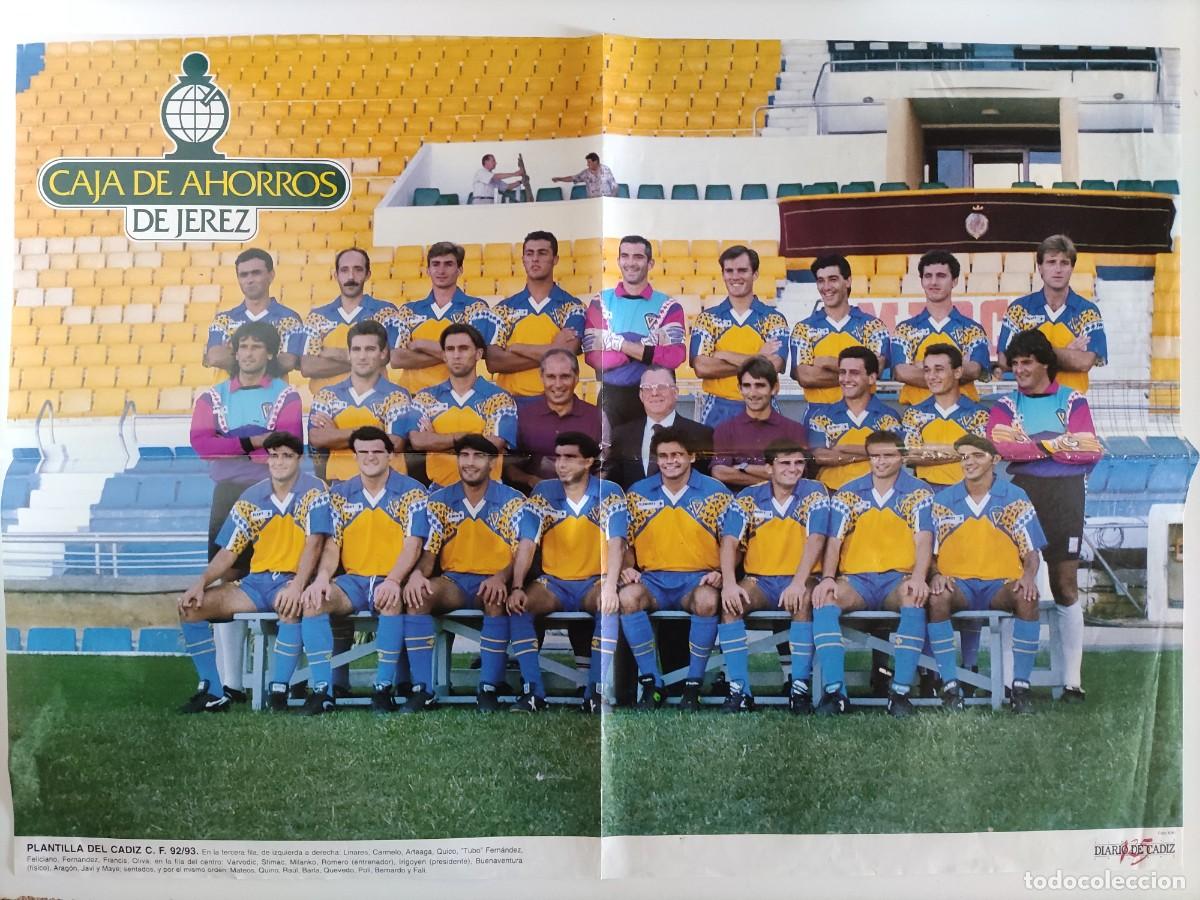 Coleccionismo deportivo: Poster Plantilla del C&aacute;diz 92/93 Diario de C&aacute;diz 40 x 56