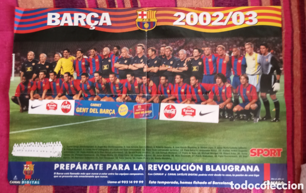 Coleccionismo deportivo: Poster bar&ccedil;a 2002 2003 69 x40 cms - Foto 1