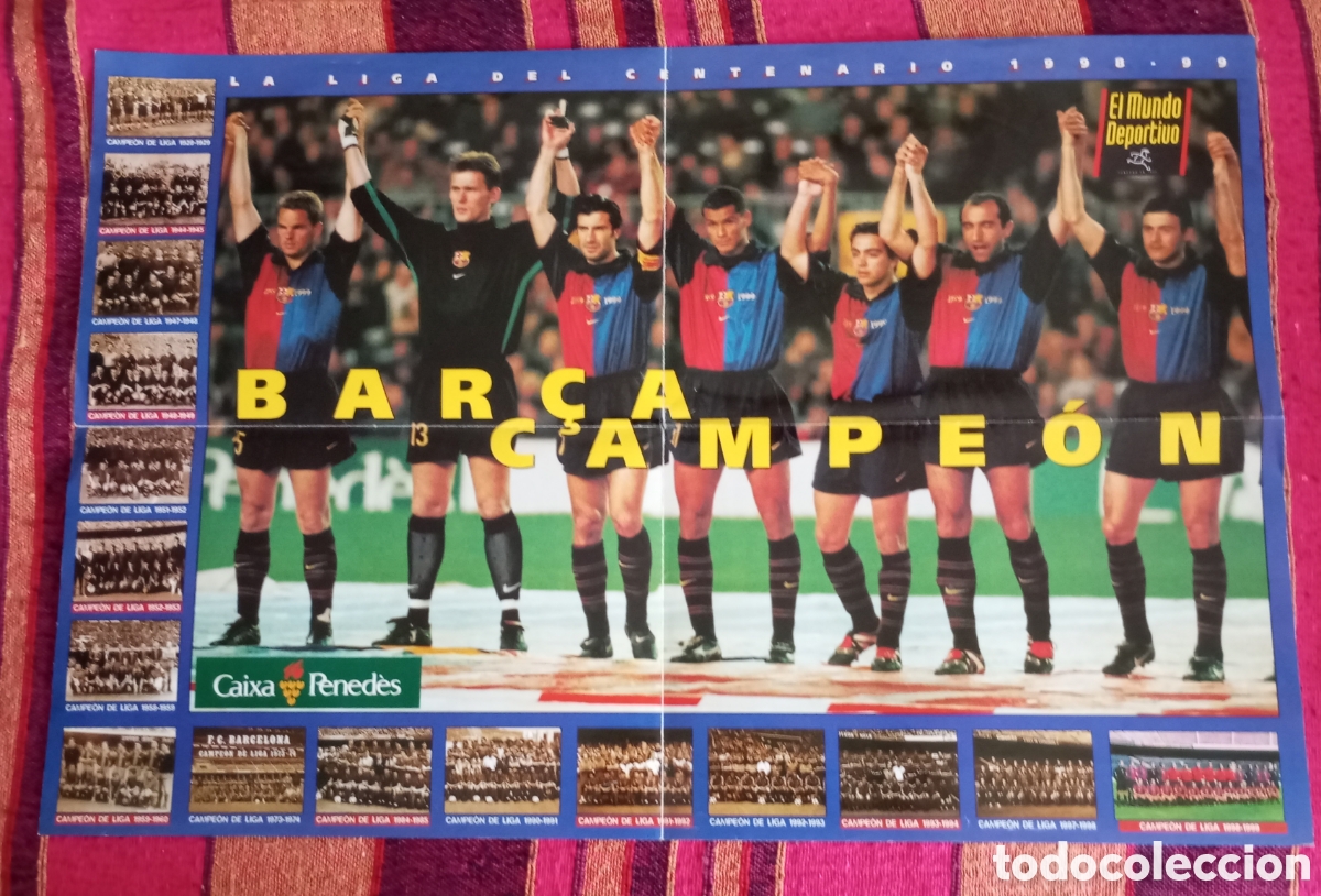 Coleccionismo deportivo: Poster bar&ccedil;a campe&oacute;n 98 .99 mide 60 x40 cms