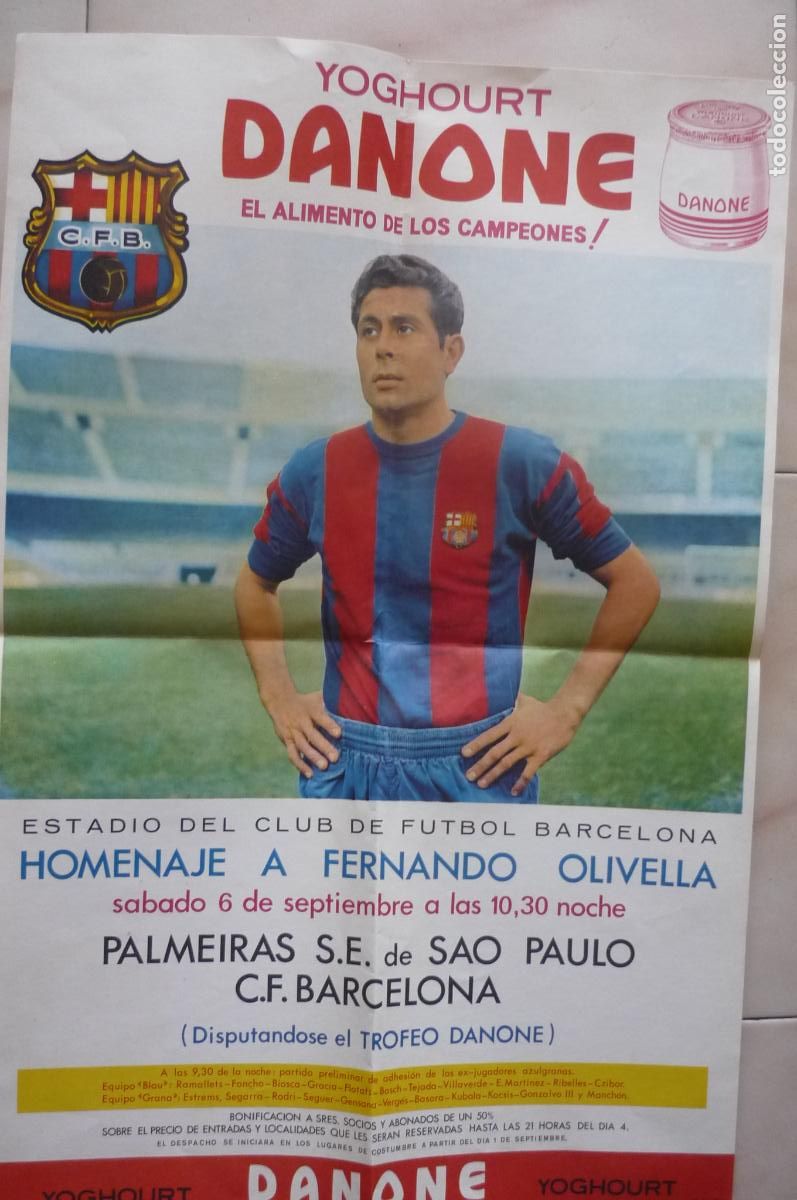 Sports collectibles: poster partido homenaje a olivella.-palmeiras -barcelona