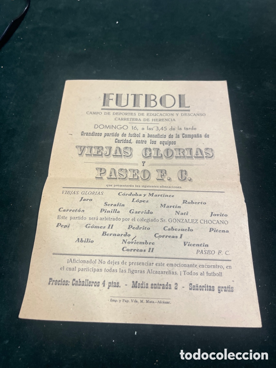 Coleccionismo deportivo: Octavilla de partido de f&uacute;tbol