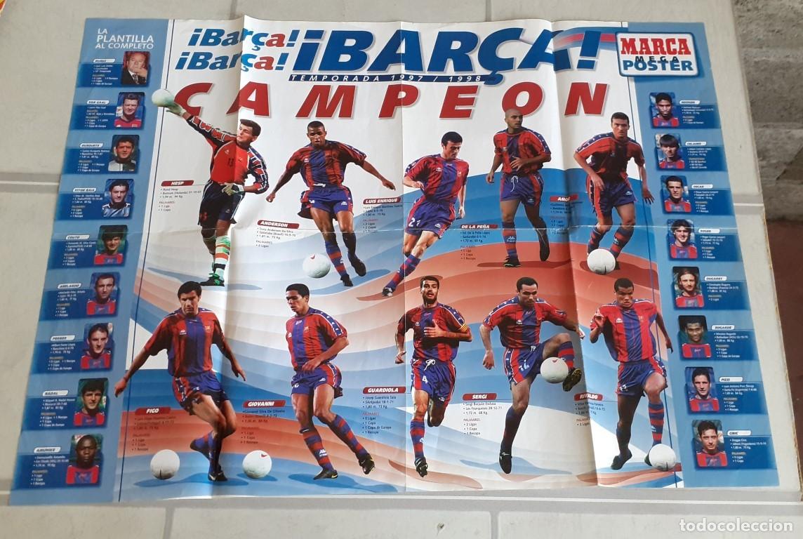Coleccionismo deportivo: Mega poster marca - Barca 1997 1998 Campe&oacute;n - Foto 2