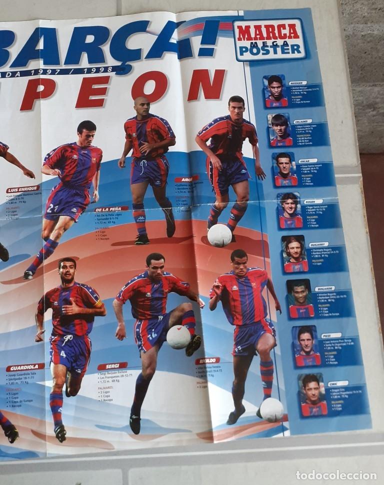 Coleccionismo deportivo: Mega poster marca - Barca 1997 1998 Campe&oacute;n - Foto 3
