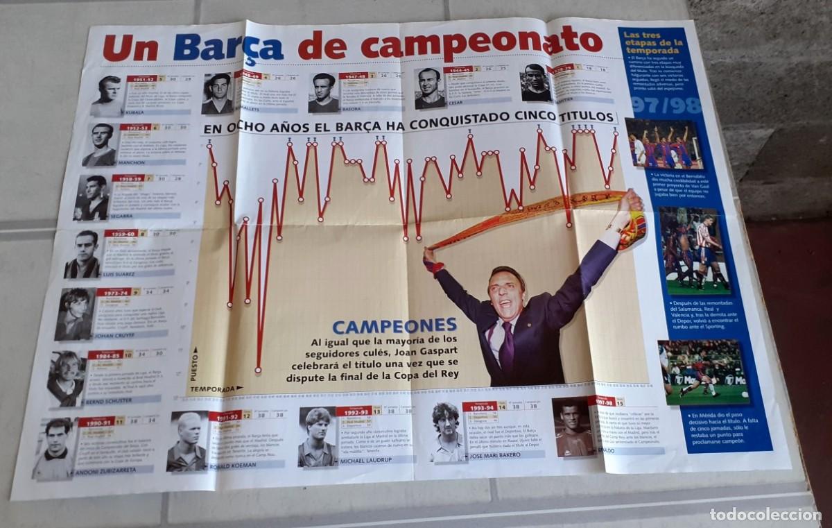 Coleccionismo deportivo: Mega poster marca - Barca 1997 1998 Campe&oacute;n - Foto 5