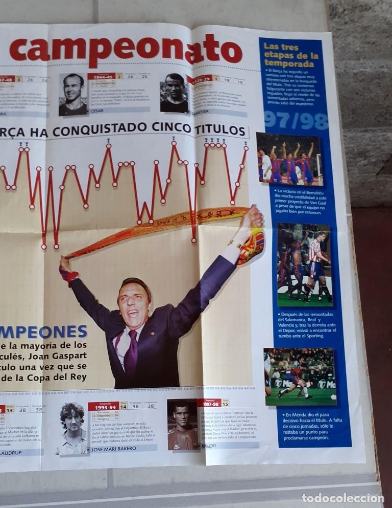 Coleccionismo deportivo: Mega poster marca - Barca 1997 1998 Campe&oacute;n - Foto 6