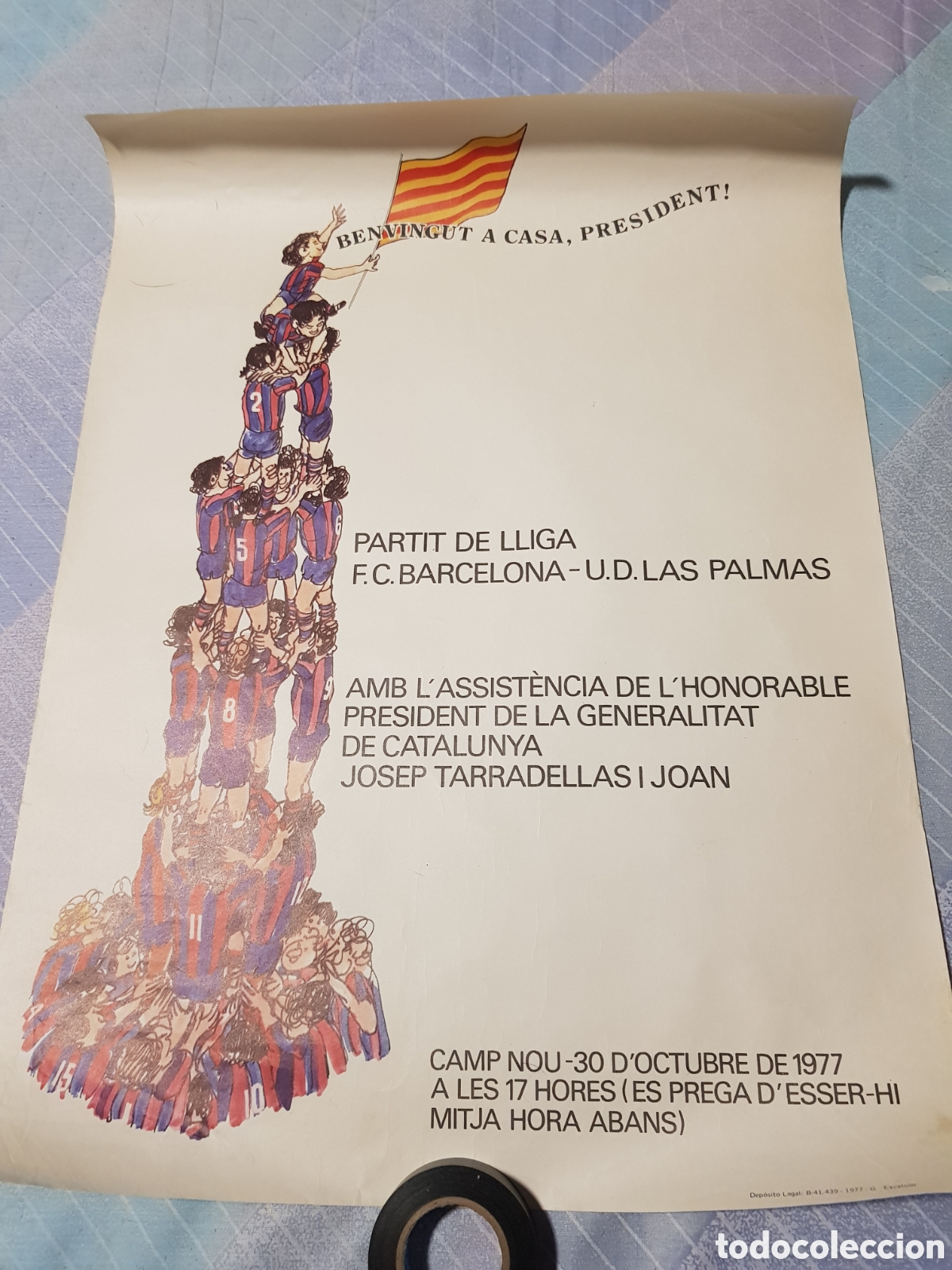 Sports collectibles: Homenaje al presidente Tarradellas, partido de liga F. C. Barcelona - U. D. Las Palmas 1977