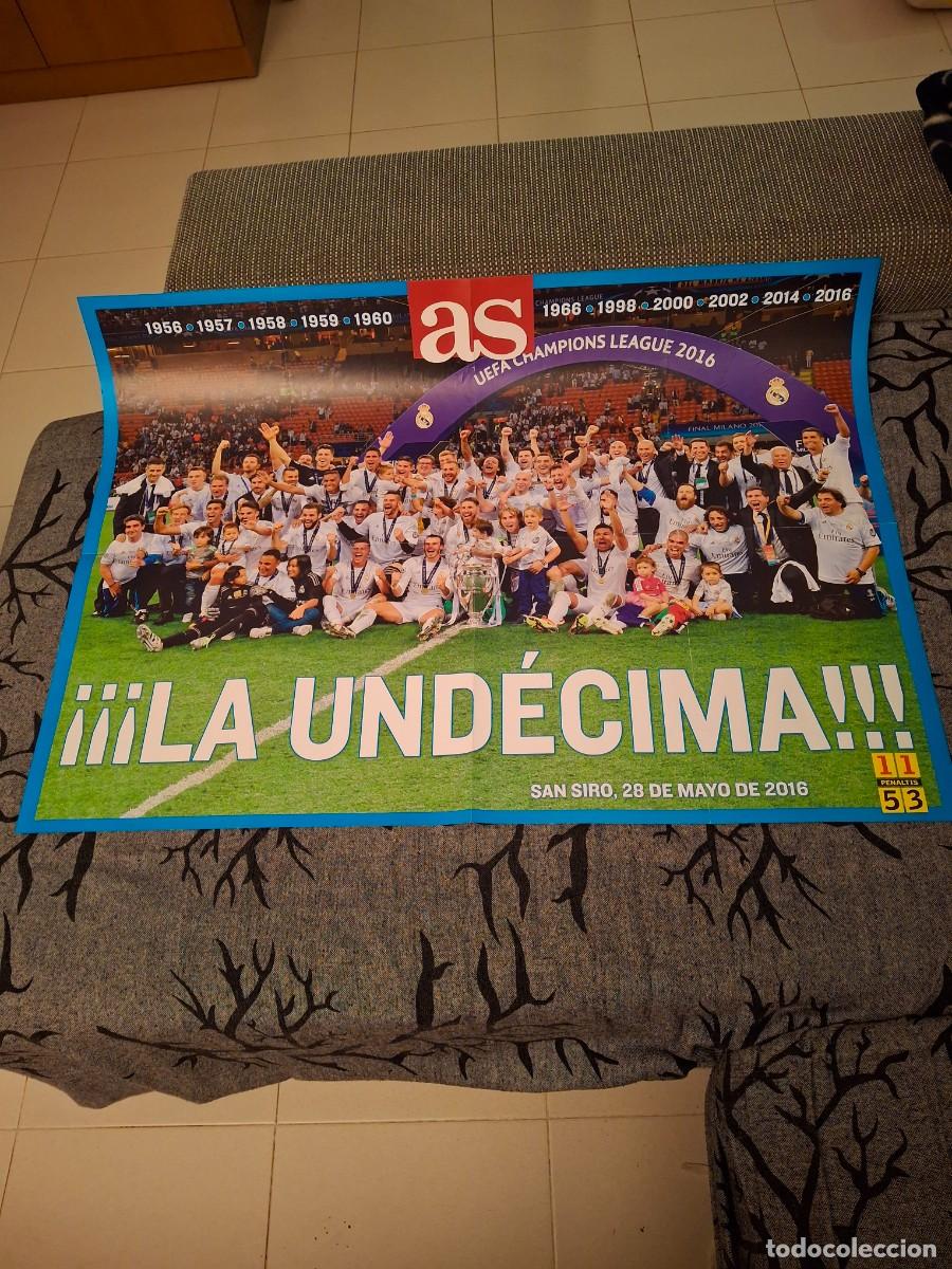 Coleccionismo deportivo: Poster real Madrid la und&eacute;cima 2016 as - Foto 1