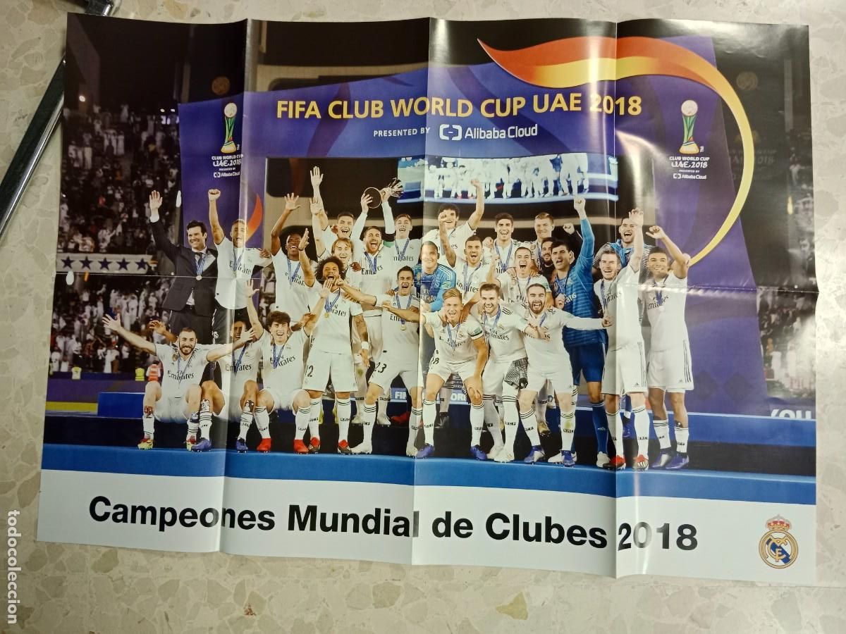 Sports collectibles: POSTER LAMINA CARTEL OFICIAL ORIGINAL REAL MADRID CF 82 x 59 CM - CAMPEONES MUNDIAL DE CLUBES 2018