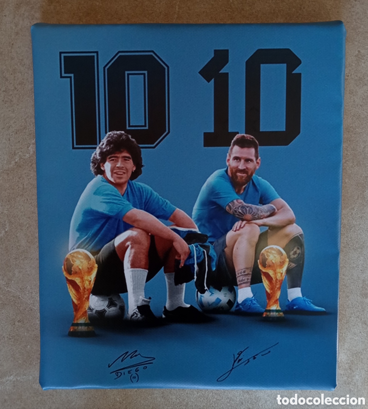 Coleccionismo deportivo: Cuadro cartel MARADONA y MESSI - Foto 1