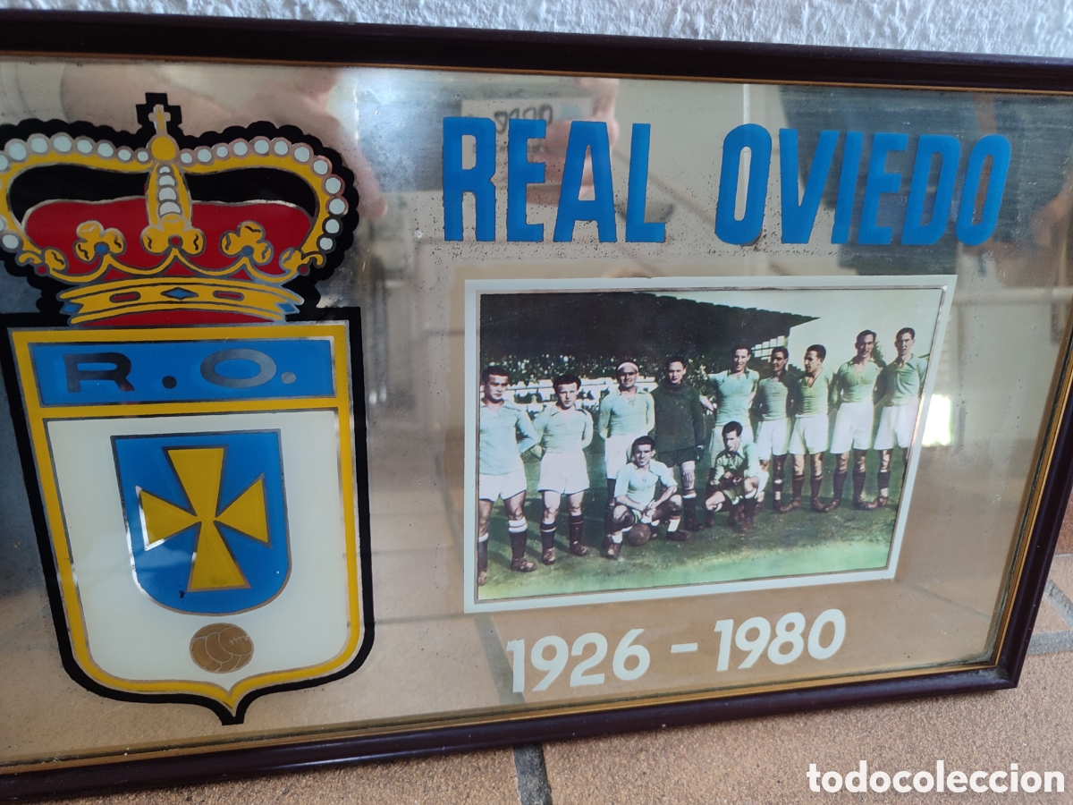 Coleccionismo deportivo: Cuadro espejo real oviedo - Foto 2