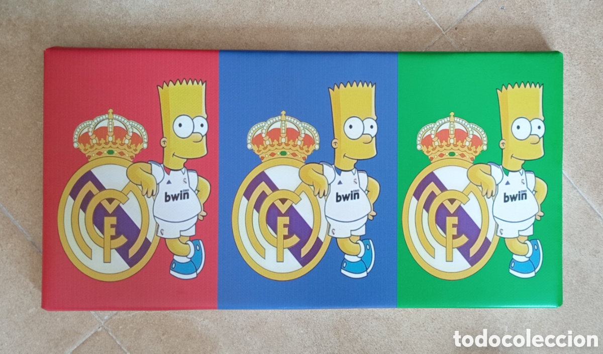 Coleccionismo deportivo: Cuadro cartel REAL MADRID Bart Simpson - Foto 1