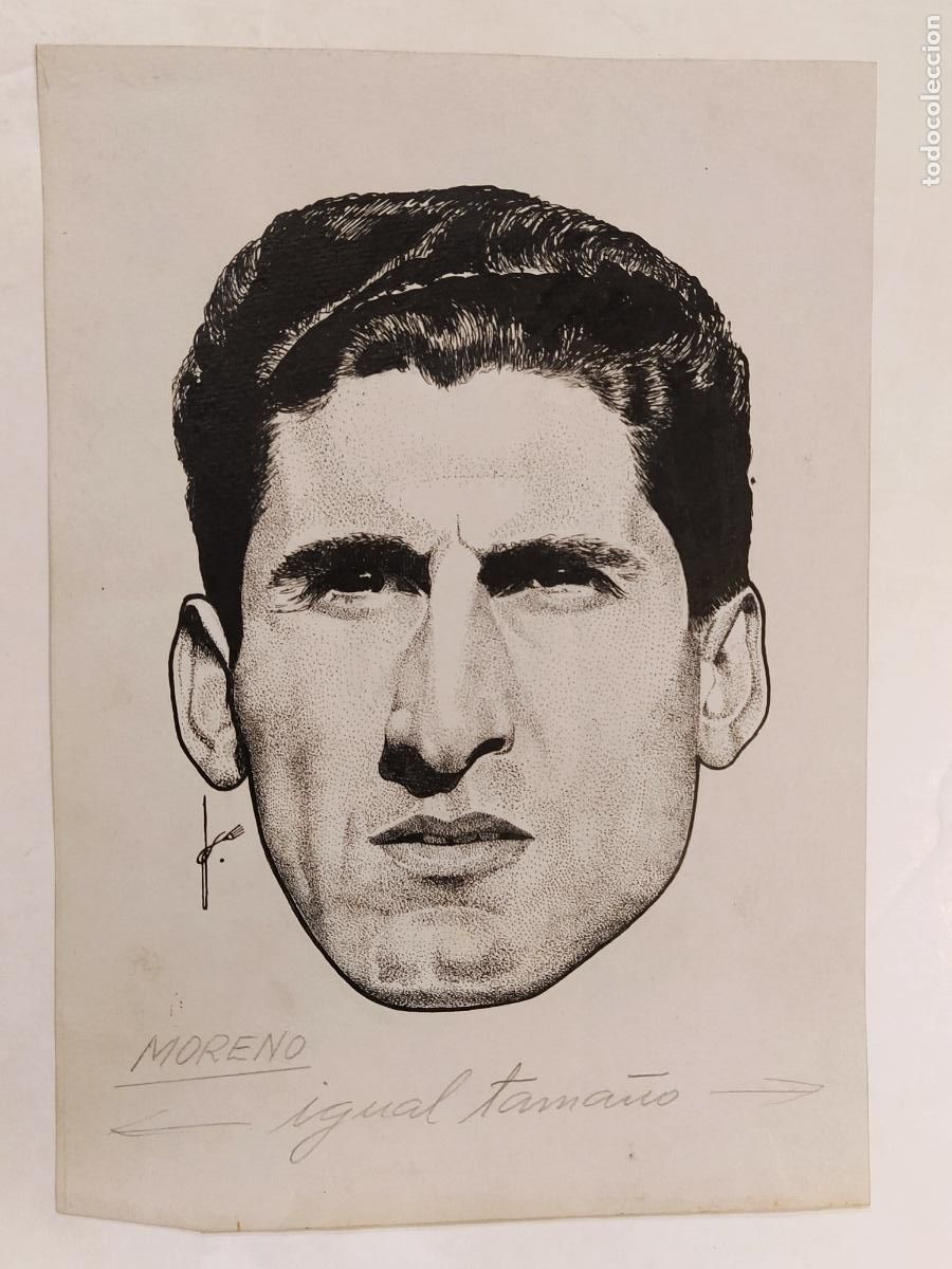 Coleccionismo deportivo: MORENO - FC BARCELONA - DIBUJO ORIGINAL A MANO PARA LA REVISTA CLUB -VER FOTOS-(V-28.038)