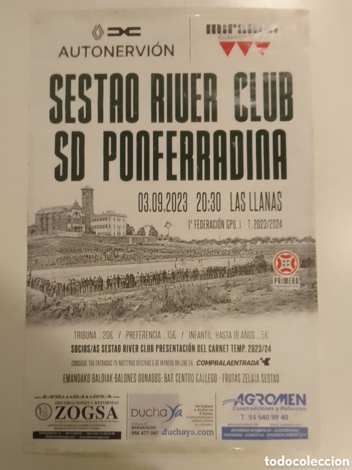 Coleccionismo deportivo: Cartel Sestao River Club &bull; SD Ponferradina.