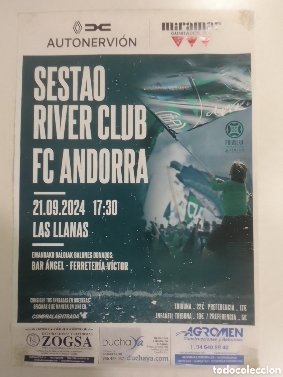 Coleccionismo deportivo: Cartel Sestao River Club &bull; FC Andorra.