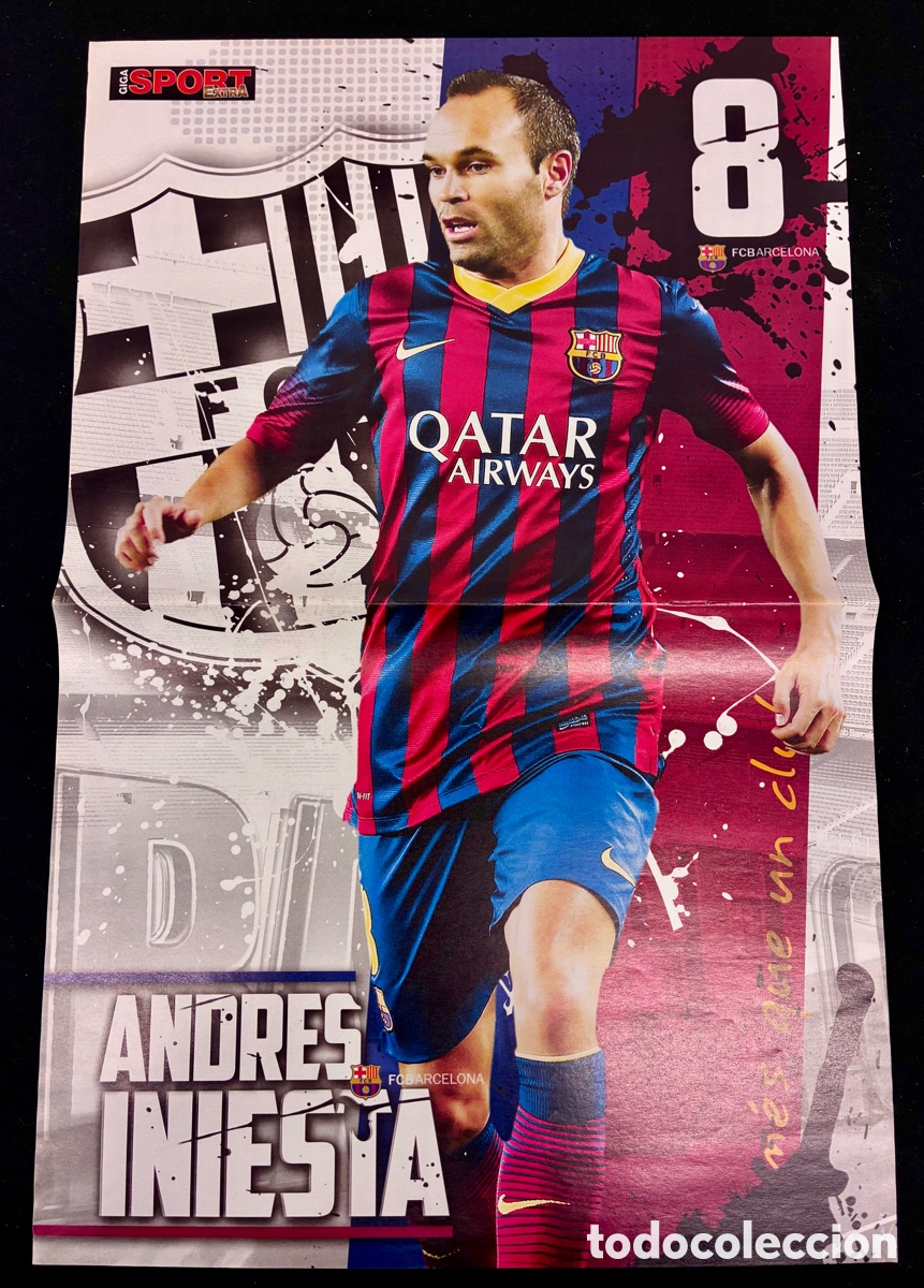 Coleccionismo deportivo: POSTER ANDR&Eacute;S INIESTA - FC BARCELONA - DANI ALVES (REVERSO) - 46 x 30 cms