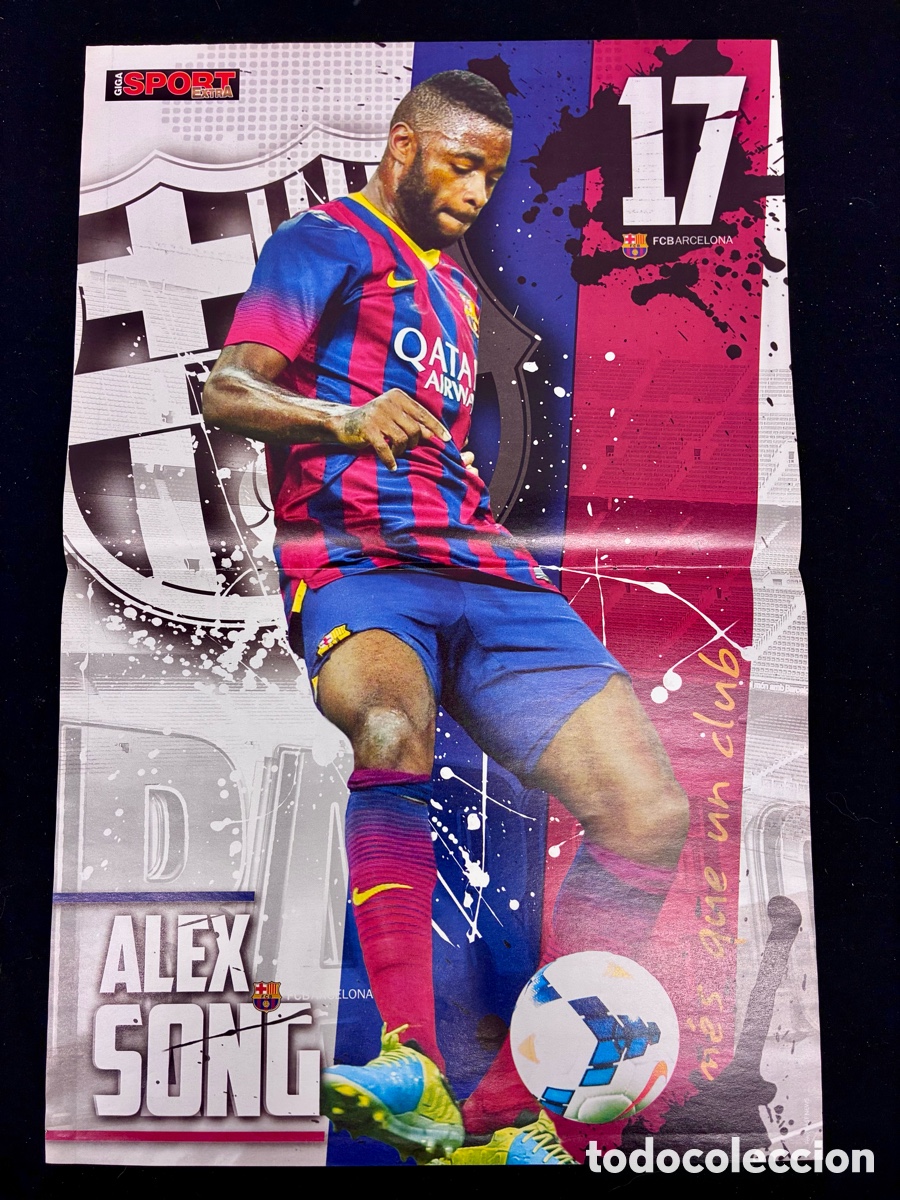 Sammelleidenschaft Sport: POSTER ALEXANDER SONG - FC BARCELONA - (REVERSO) TELLO - 46 x 30 cms