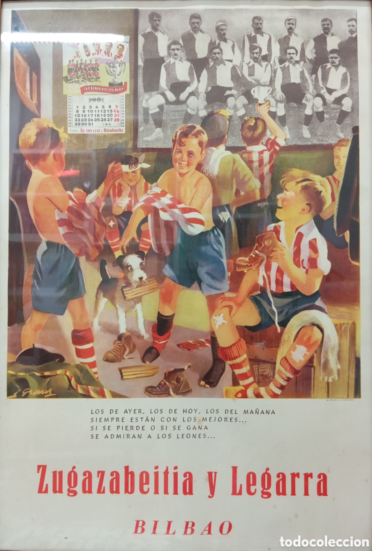Colecionismo desportivo: Cartel Athletic Club de Bilbao Original 1951 Zugazabeitia y Legarra Bilbao Los Leones PAIS VASCO