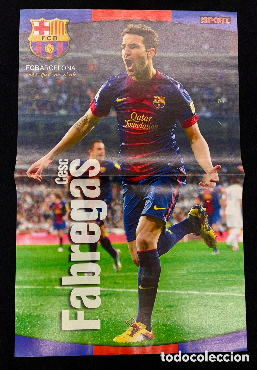 Collectionnisme sportif: POSTER CESC F&Agrave;BREGAS - FC BARCELONA - (REVERSO) VICTOR VALD&Eacute;S - 46 x 30 cms