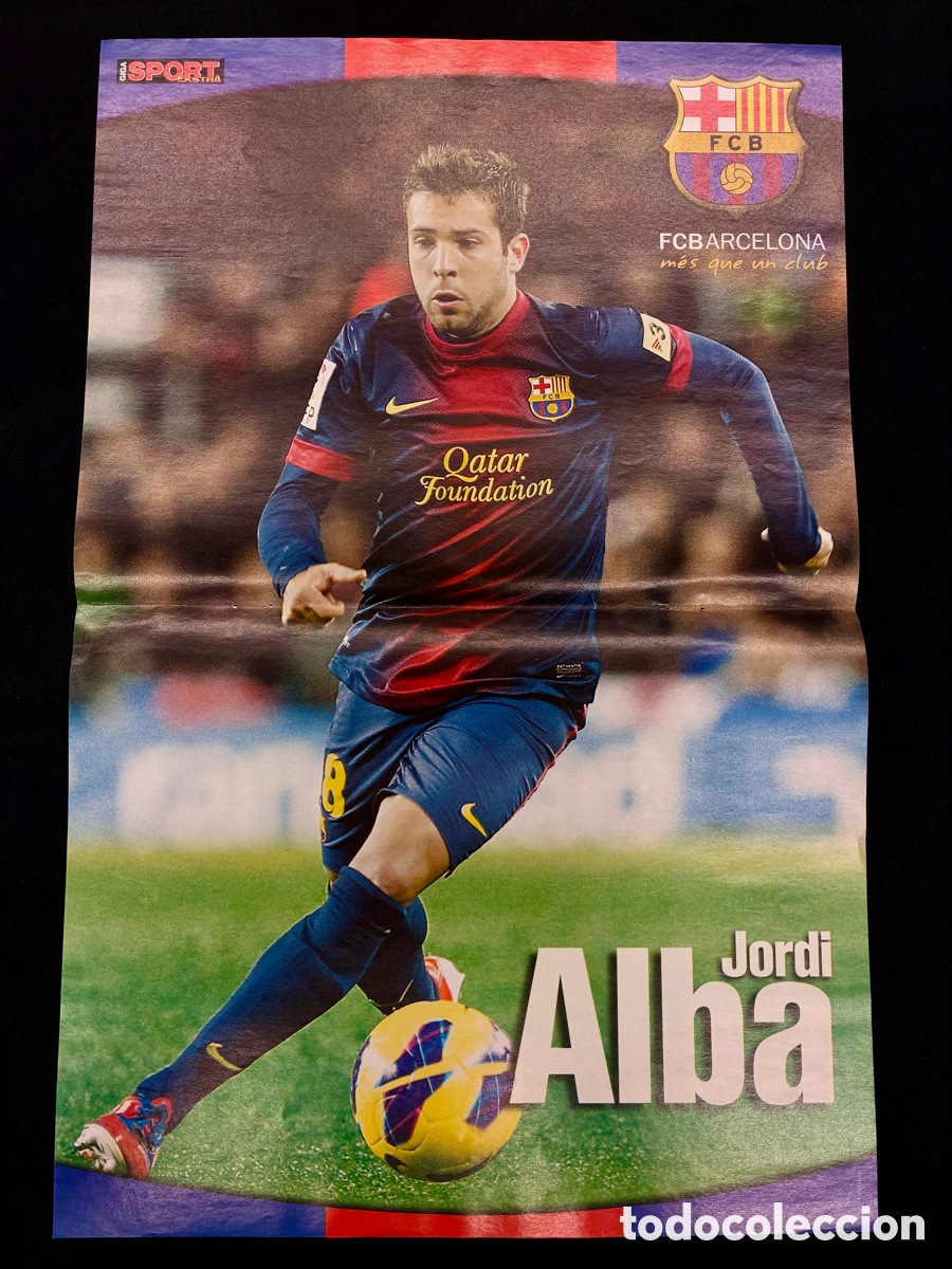 Sports collectibles: POSTER JORDI ALBA - FC BARCELONA - (REVERSO) ADRIANO - 46 x 30 cms