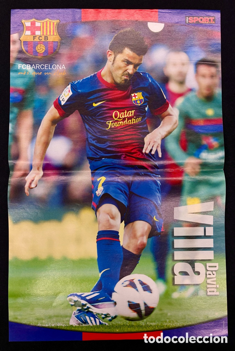 Collezionismo sportivo: POSTER DAVID VILLA- FC BARCELONA - (REVERSO) GERARD PIQU&Eacute; - 46 x 30 cms