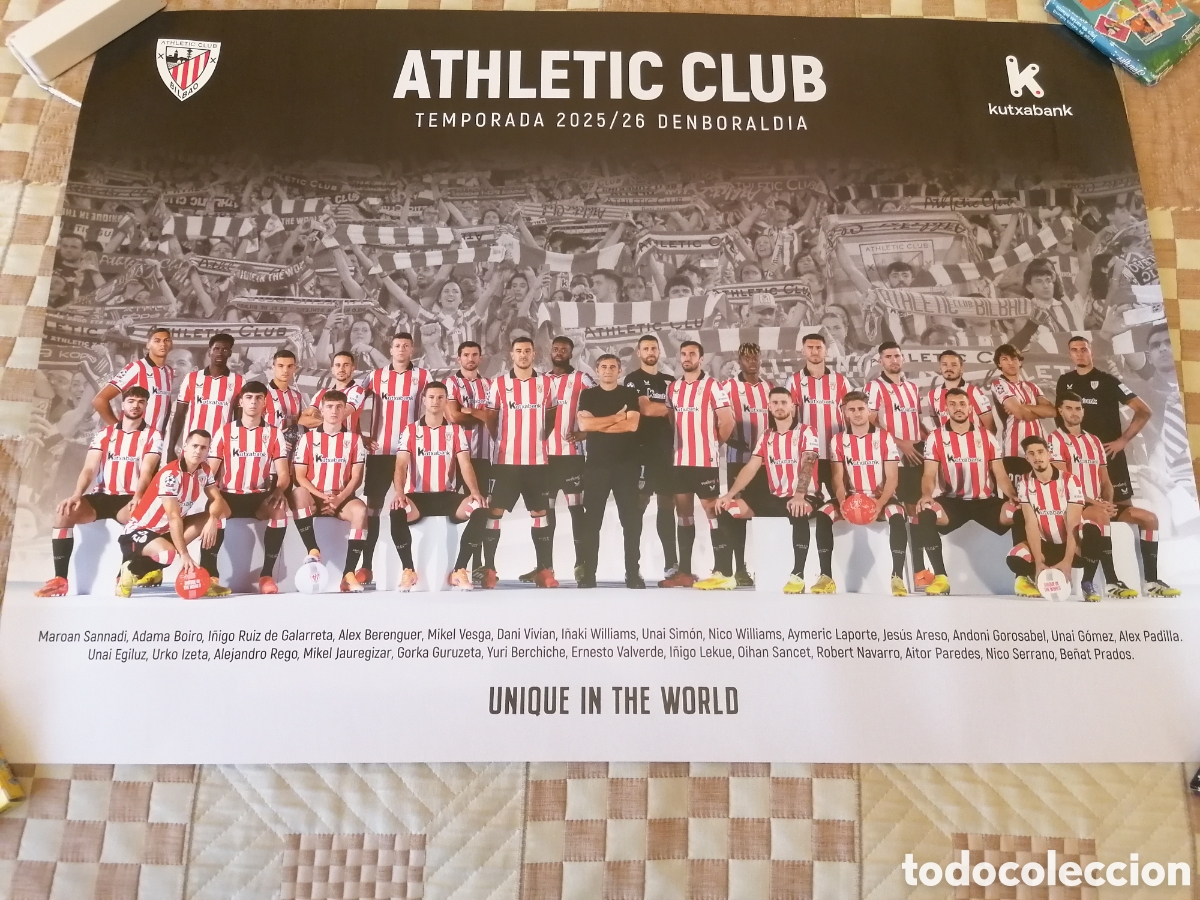 Coleccionismo deportivo: Poster Oficial Athletic Club Bilbao Temporada 2025/2026.Nico Williams,Unai Sim&oacute;n,Oihan Sancet..68x48
