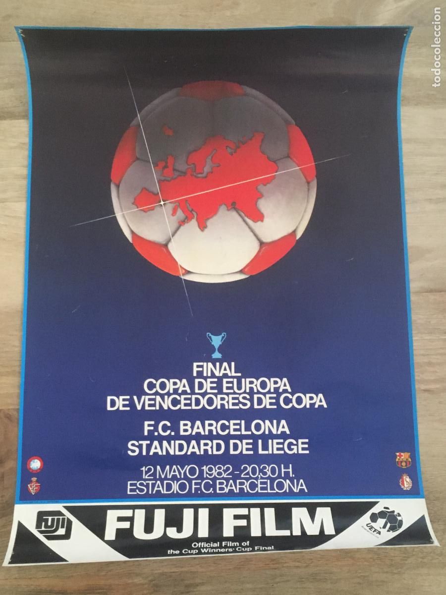 Coleccionismo deportivo: futbol club barcelona standard lieja poster cartel original final recopa de europa 1982