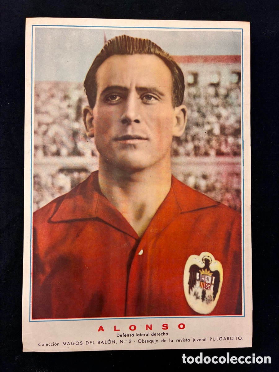 Coleccionismo deportivo: ALONSO - Magos del bal&oacute;n, n&ordm; 2- L&Aacute;MINA ORIGINAL - Obsequio de la revista Pulgarcito -