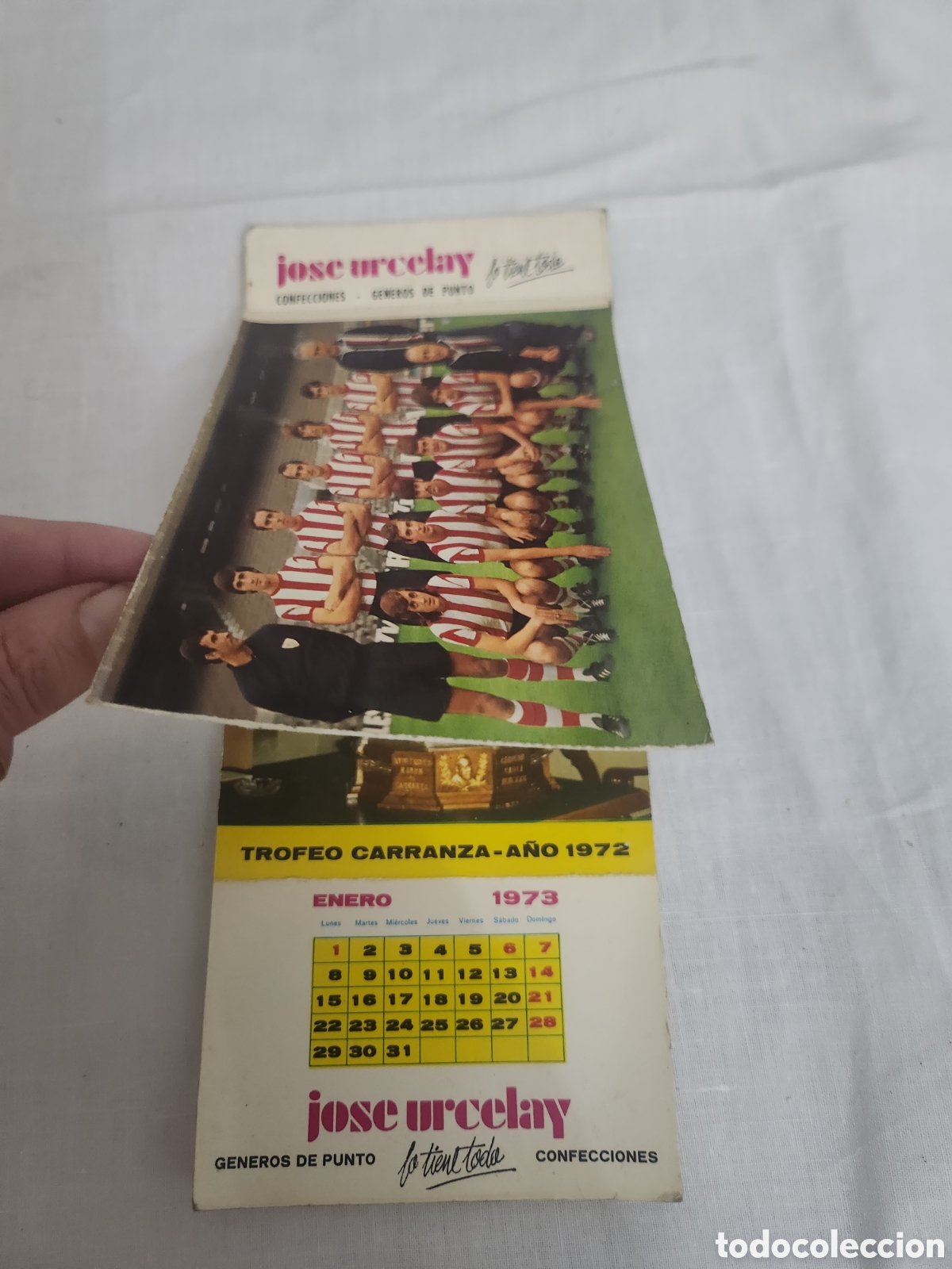 Coleccionismo deportivo: CALENDARIO 1973 14 POSTAL ATHL&Eacute;TIC DE BILBAO. BERGAS. JOS&Eacute; URCELAY, CONFECCIONES. BUEN ESTADO Y RARO