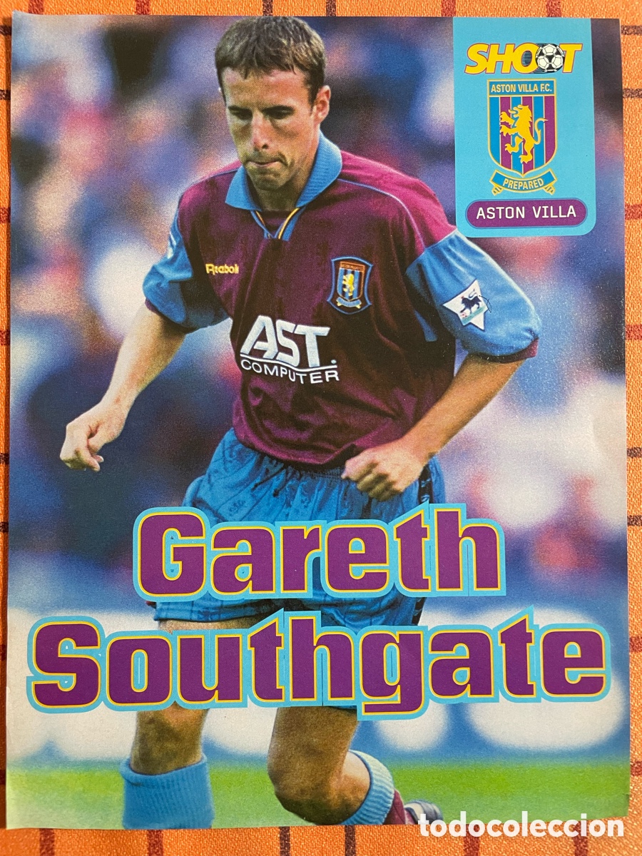 Coleccionismo deportivo: P&oacute;ster A4 Gareth Southgate Aston Villa - Shoot Magazine 90s - Vintage F&uacute;tbol